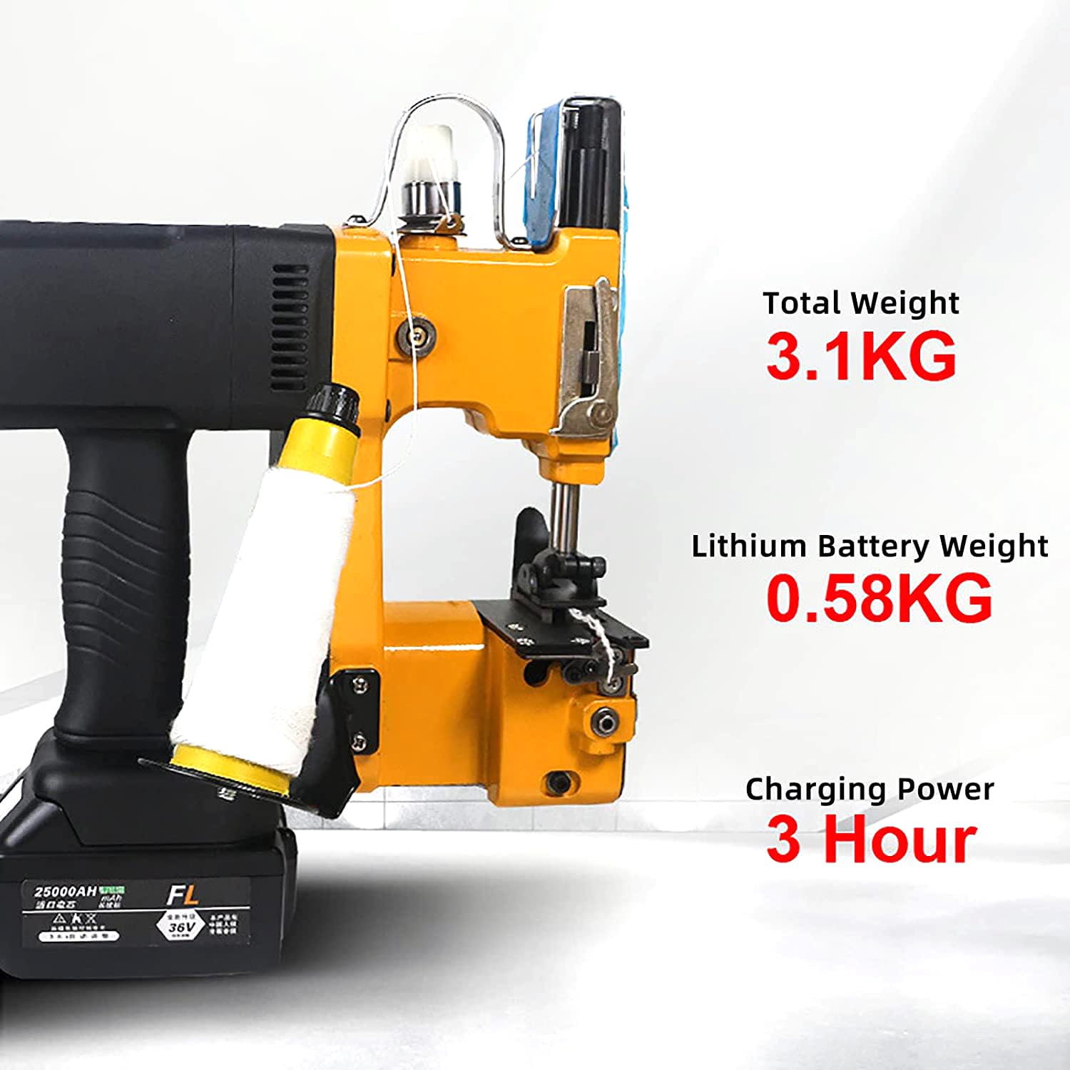 Cucitrice Portatile Manuale per Sacchi - Macchina Elettrica Cordless per Chiusura Sacchi | 2s/Sacchetto | Batteria al Litio Rimovibile | Macchina da Cucire Automatica per Sacchi | Ideale per Sacchi