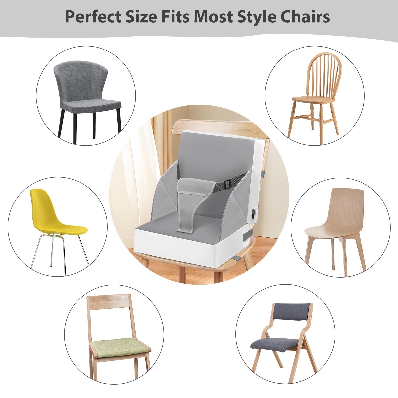 Sitzerhöhung Rialzo da Sedia per Bambini, 3-punto Cintura Cuscino di Seat Bambini Baby PU Impermeabile Sedia Portatile di Seat Elevation Con Cinture Cuscino di Seat