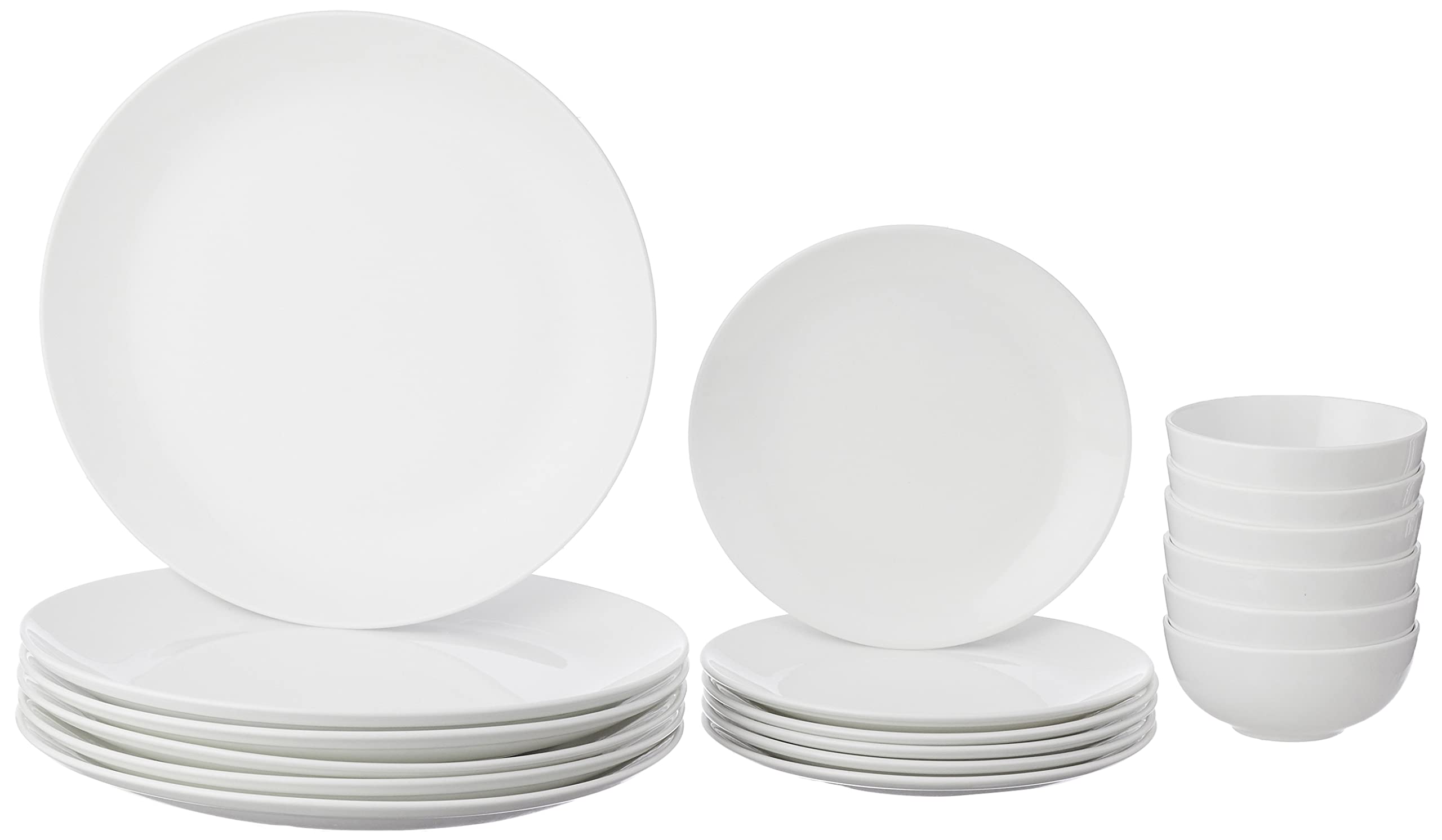 Amazon Brand - Solimo Ceramic 18 Piece Classic Solid Dinner Set | 6 Dinner Plates, 6 Quarter Plates, 6 Serving Bowls, White (B0B7S5J6QT) Amazon Price History, Amazon Price Tracker