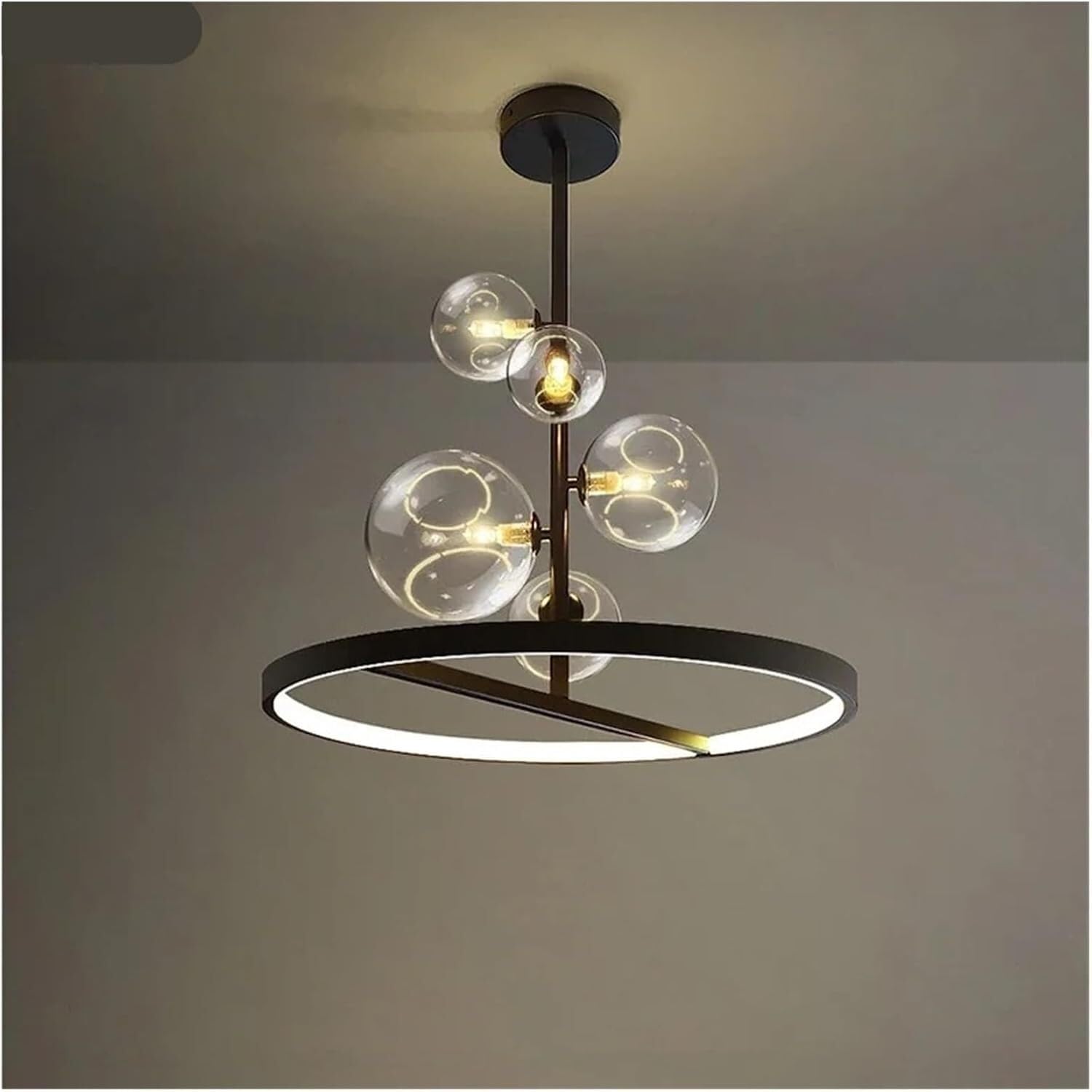 Suspension LED en verre plafonnier 48 cm pour éclairer grand salon