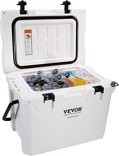 Miniatura 9 de VEVOR Enfriador duro portátil aislado y rotomoldeado, 25334565 cuartos de galón, enfriador de retención de hielo con mango resistente, lonchera para