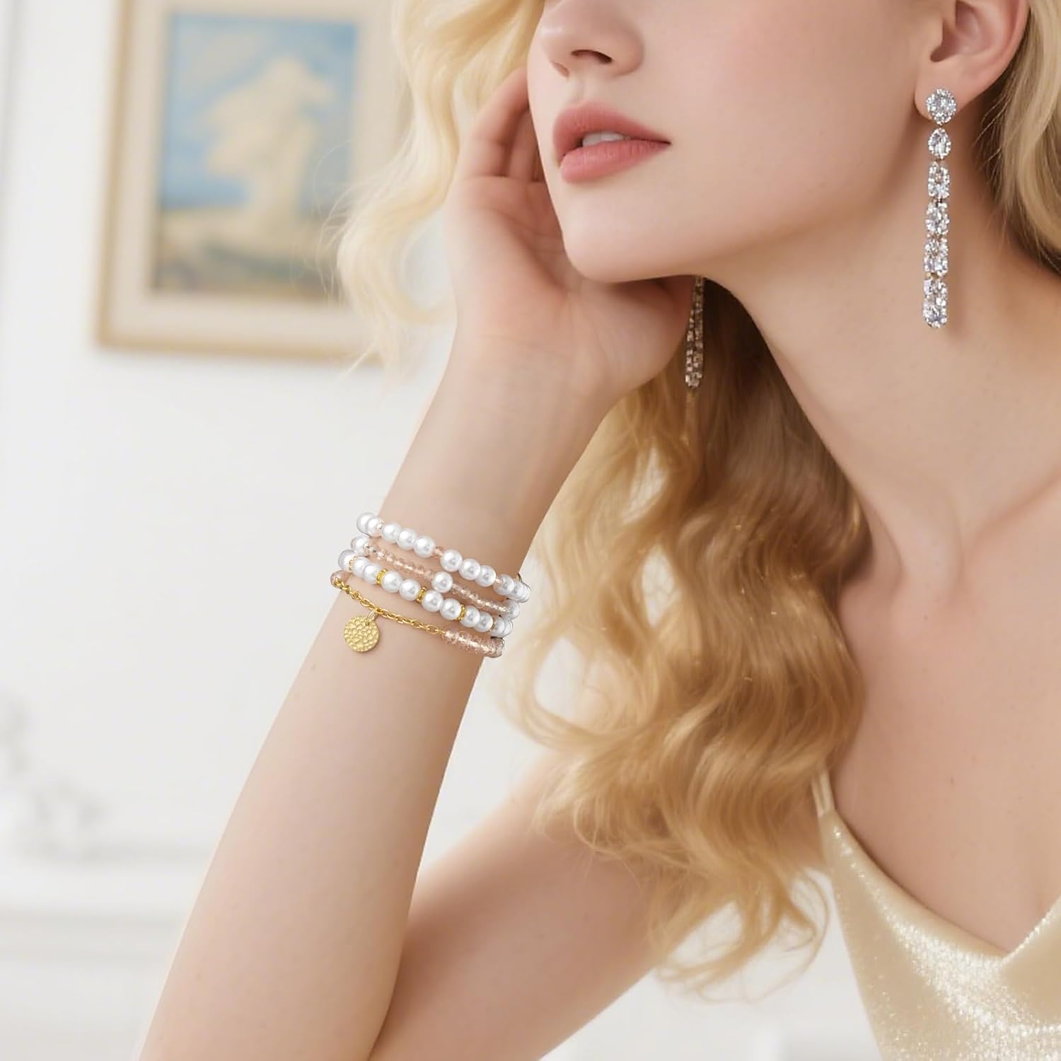 KOREDA Beaded Bracelets Compatible for Apple Watch Band 38mm 40mm 41mm 42mm 44mm 45mm 46mm Women, Fashion Handmade Dressy iPhone Watch Bands Stretchy Strap for iWatch Series 11 10 9 8 7 6 5 4 3 2 1 SE - Image 6