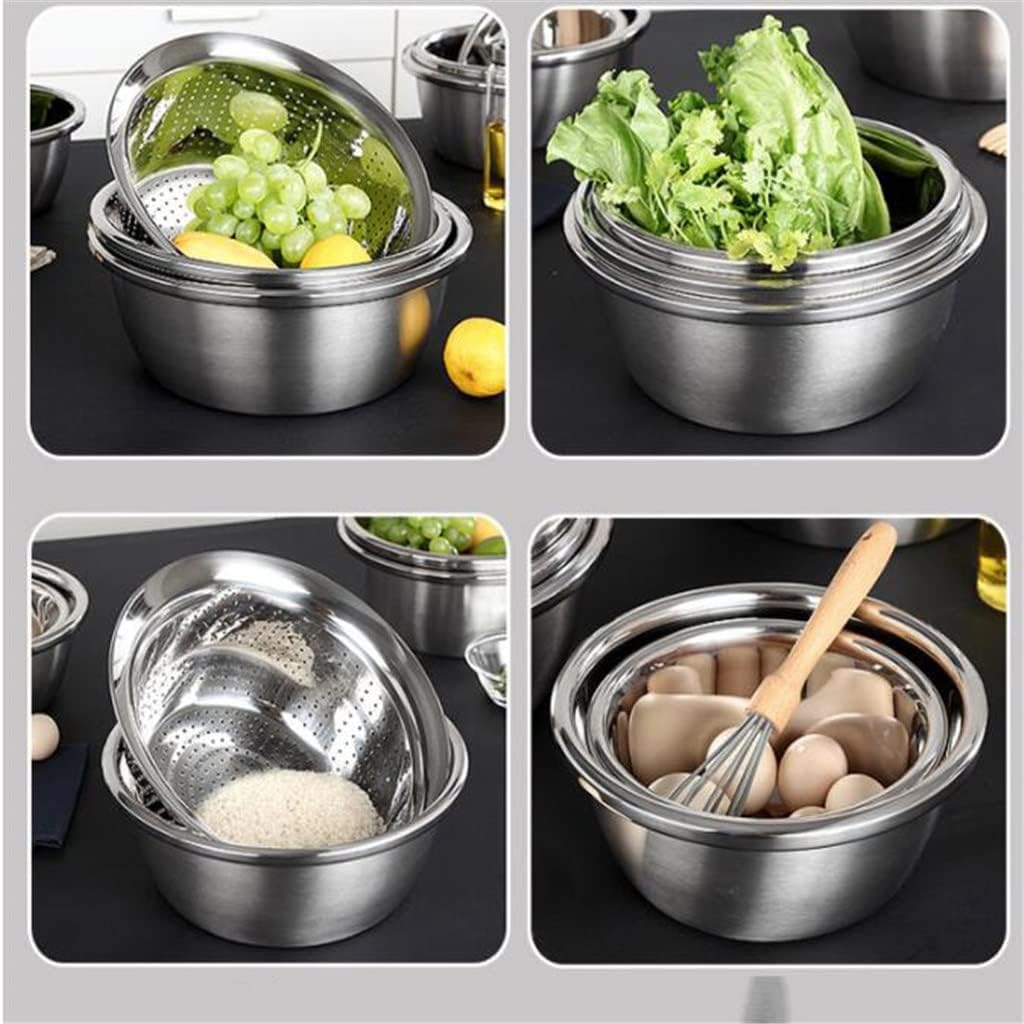 Round Basin Stainless Steel Drainage Basin Kitchen Water Filter Basin Home Rice Washing Basin (Color : A Size : As Shown)