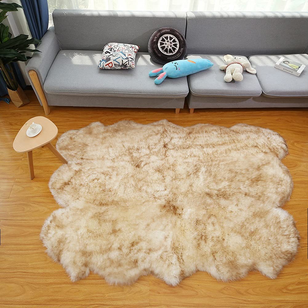 Tapis Peau De Mouton Véritable 100% Naturel 70x100 Cm – Fourrure Épaisse 8 Cm Ultra Doux Et Respirant (Couleur Au Choix)