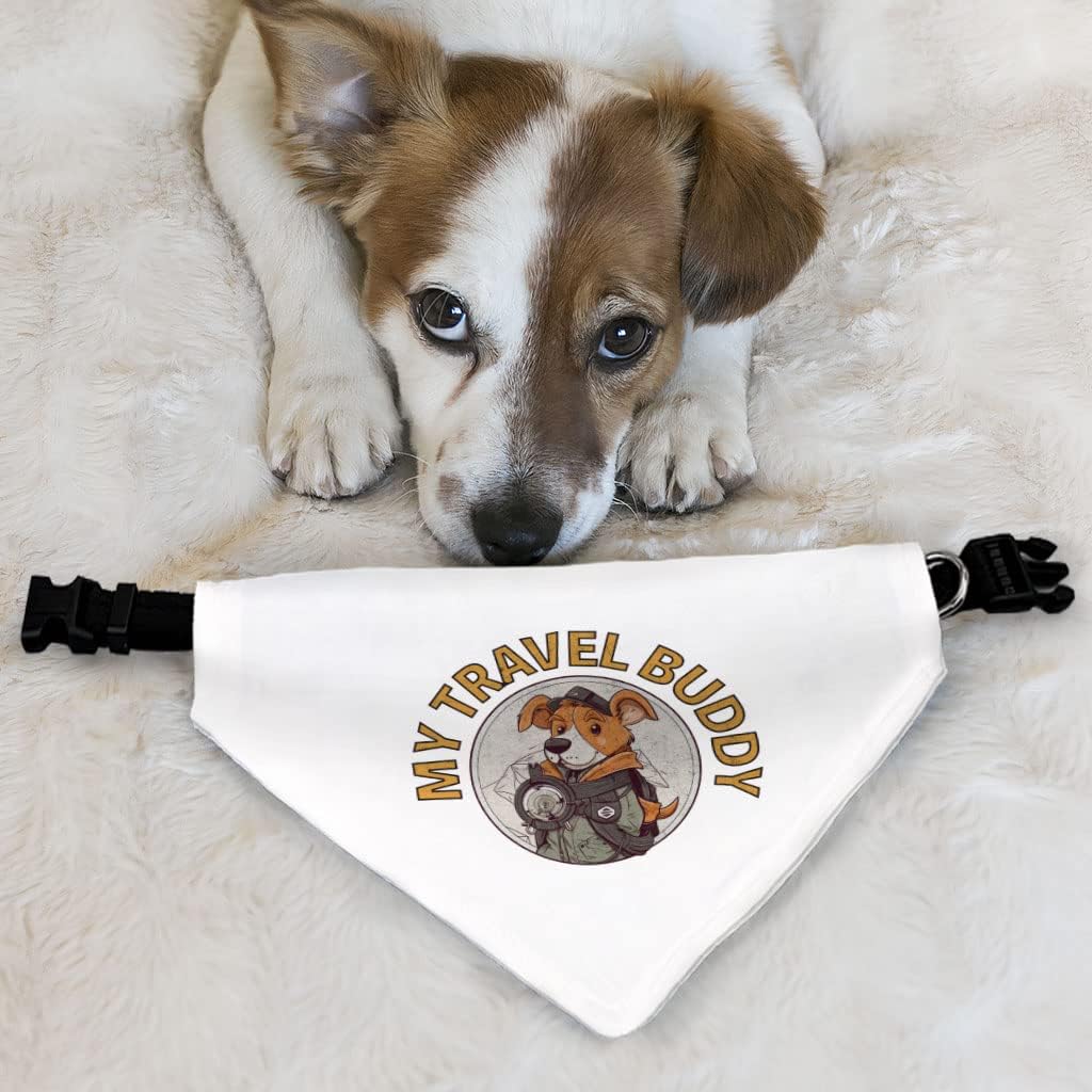Travel Buddy Pet Bandana Collar - Dog Theme Scarf Collar - Unique Dog Bandana - M image 2