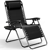 Vista 15 de Nestl Zero Gravity - Juego de 4 sillas de patio al aire libre con almohadas y bandejas portavasos, silla de campamento reclinable de malla de acero
