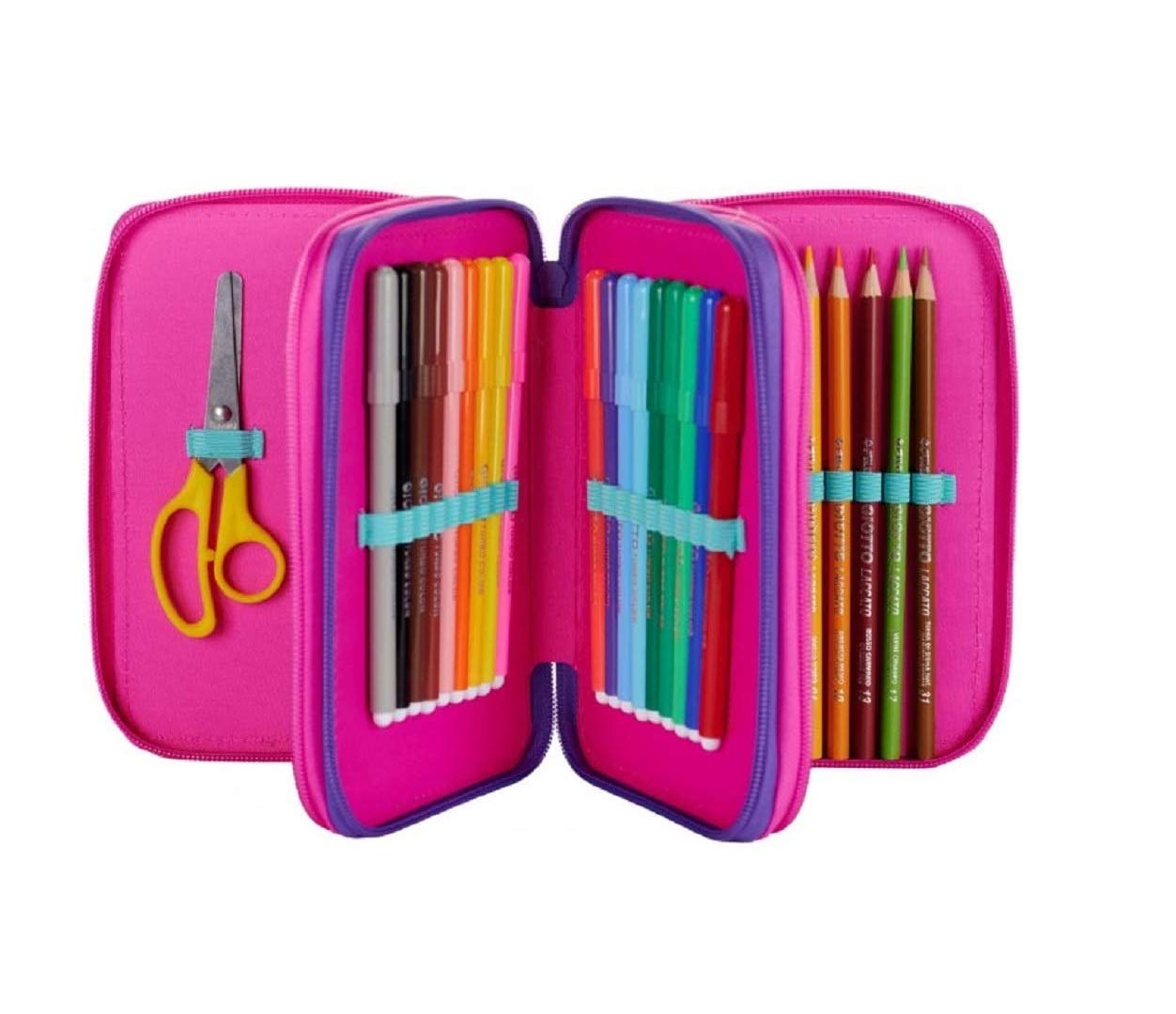 Scuola Zaino FASHION estensibile GIOCHI PREZIOSI con pop-up + astuccio zip 3 piani completo + omaggio portachiave con paillettes + omaggio 10 penne colorate + segnalibro