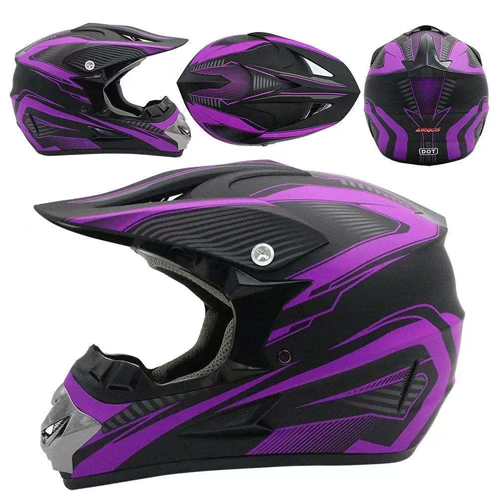 Integral MTB Casco de Motocross, con Gafas Guantes Mascarilla, Juventud Niño Todoterreno Motocicleta ATV Cascos, Cuesta Abajo Carreras de Enduro Quad Dirt Bike Casco