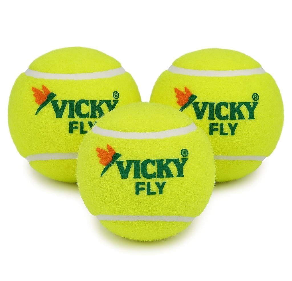 Vicky Fly Light Cricket Tennis Ball, Yellow, Pack of 3 Balls-image-45