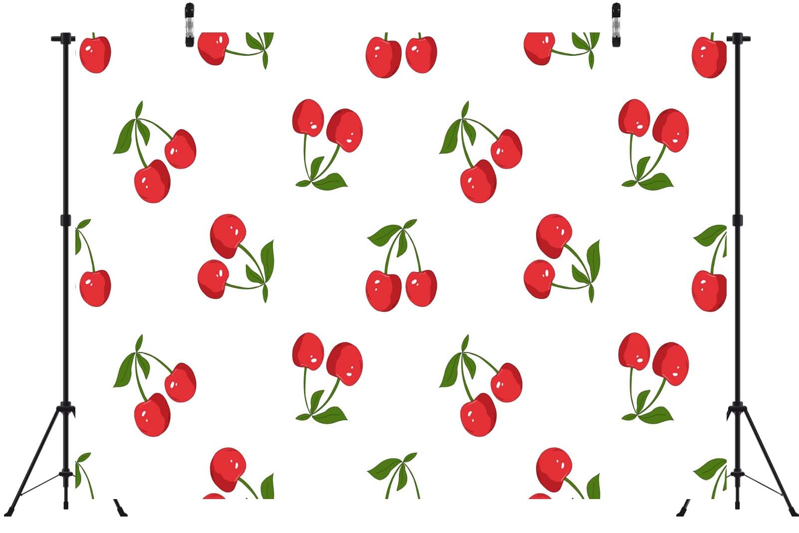 BELECO 4.6x3m Telo sfondo ciliegie | Ciliegie rosse sfondo bianco tema frutta elegante banner ritratti accessori studio fotografico