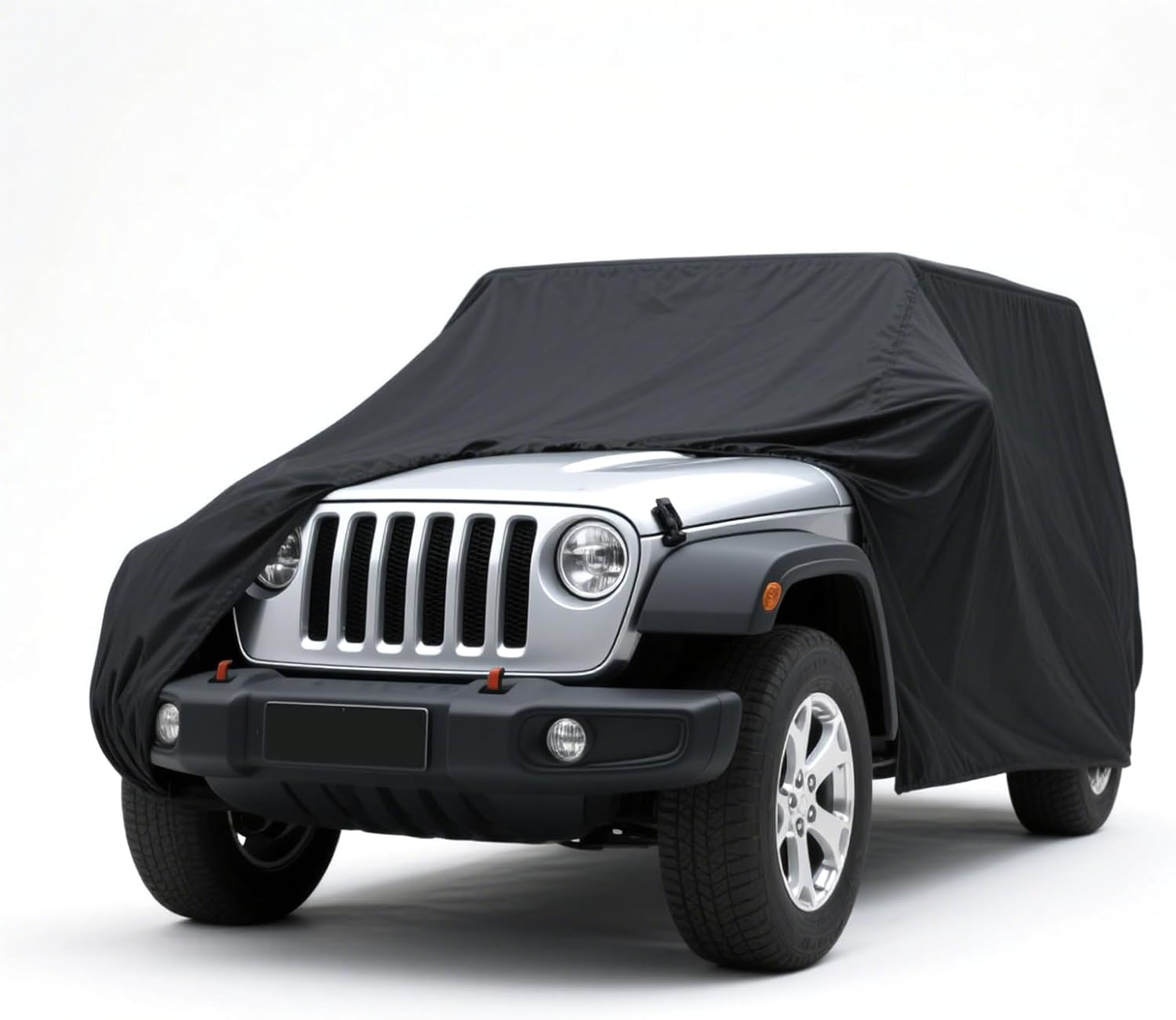 Fit FIndoor Car Cover Replace for Jeep Wrangler 4 Door 2006-2025 JK JL, Luxurious Stretch Satin Custom-fit Indoor Car Cover for Dust-Proof, Underground Garage,Car Show, Fitted to The Body(Black)