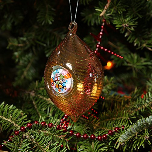 Glassofvenice Murano Glass Millefiori Christmas Ornament - Golden Brown #TOP4