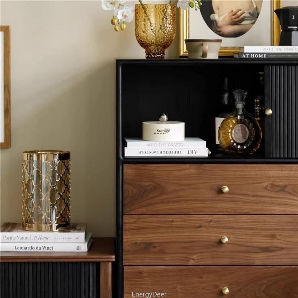 木製4扉洋服タンス ブラウン キャビネット チェスト 洋服タンス