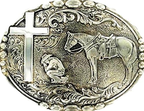 Crumrine Men's Cowboy Prayer Buckle Silver One Size