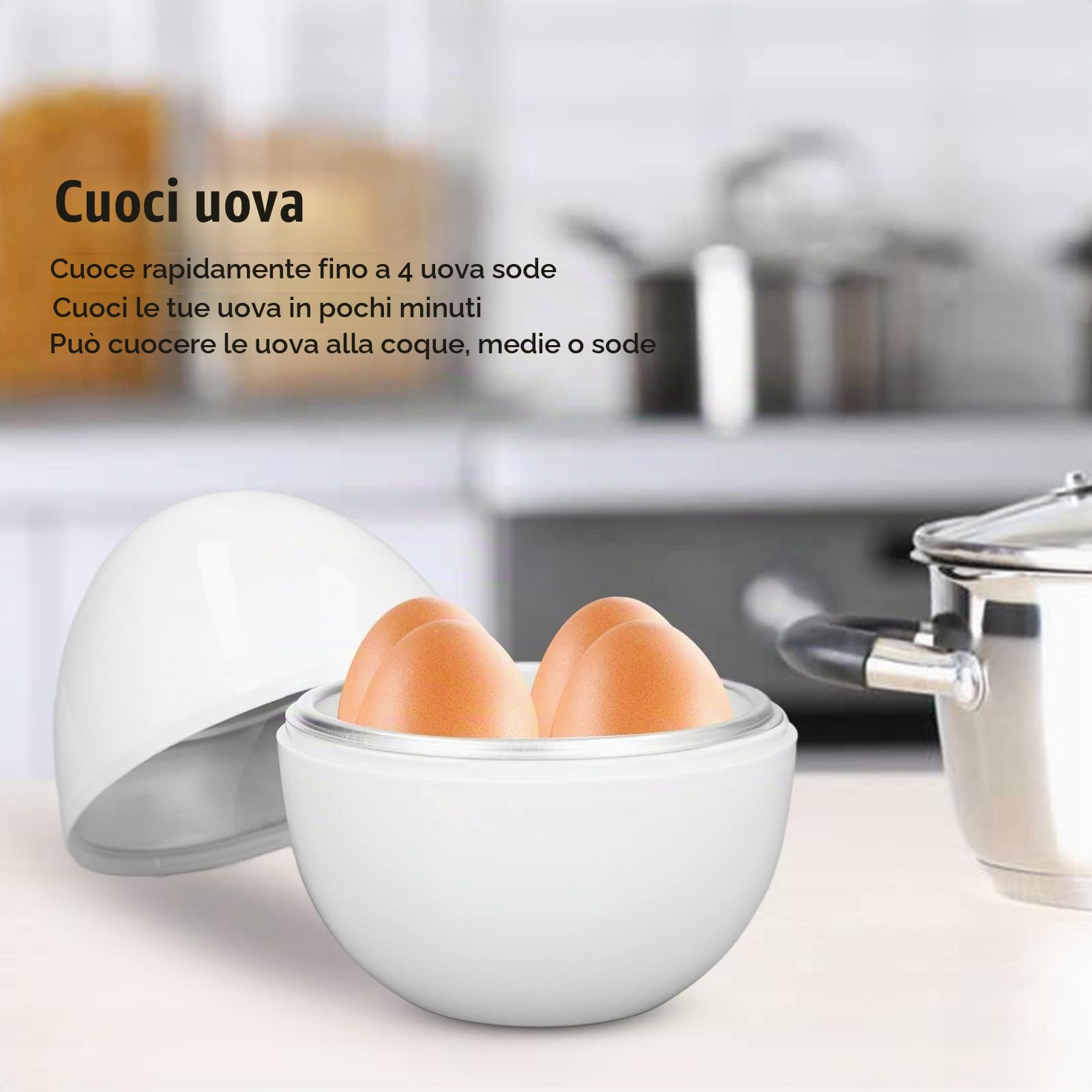 Cuociuova microonde per 4 uova sode ideale colazione veloce