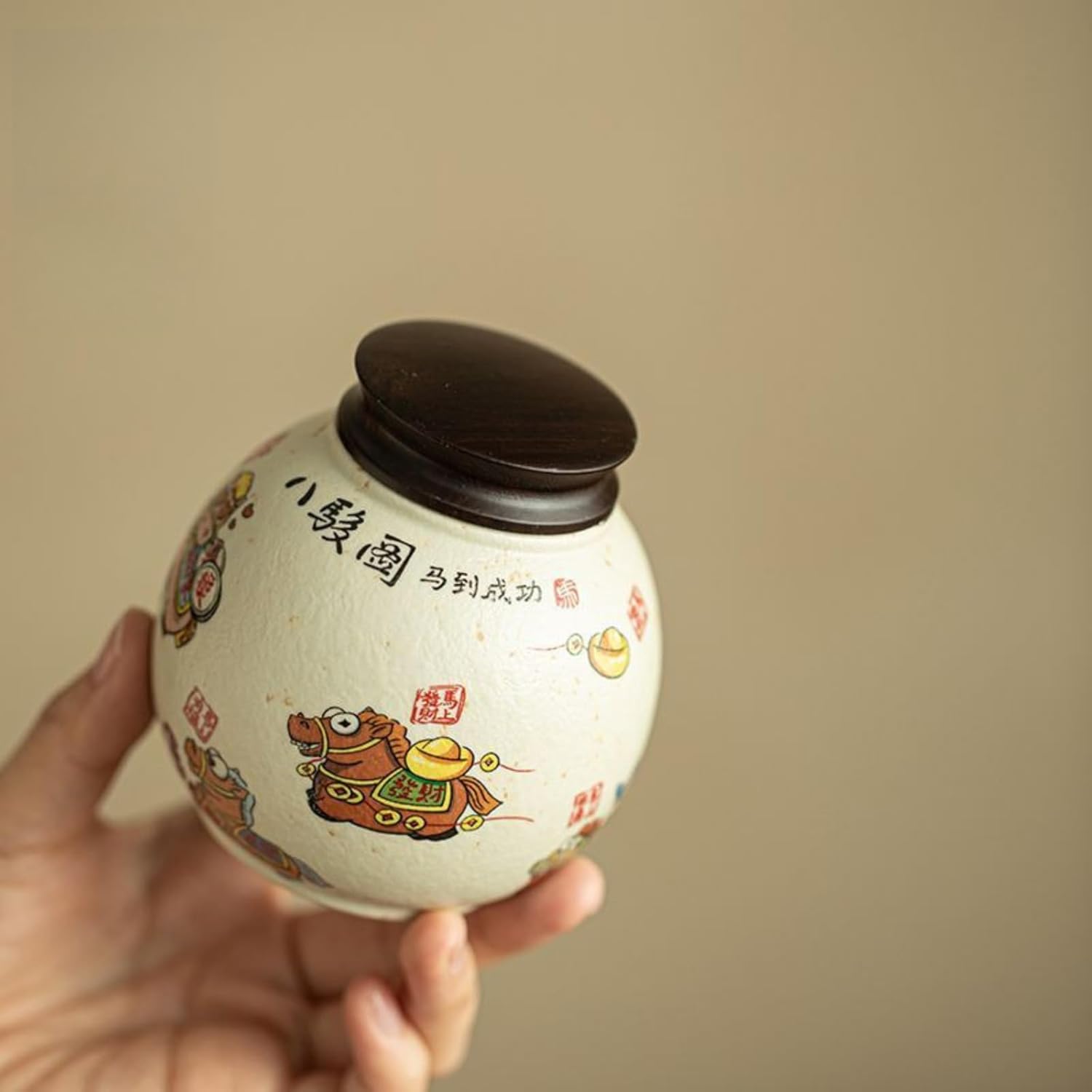 Ceramics Tea Caddy, 210ml 7.1oz, Household Sealed Jar Chinese Kung Fu Tea Set Accessories