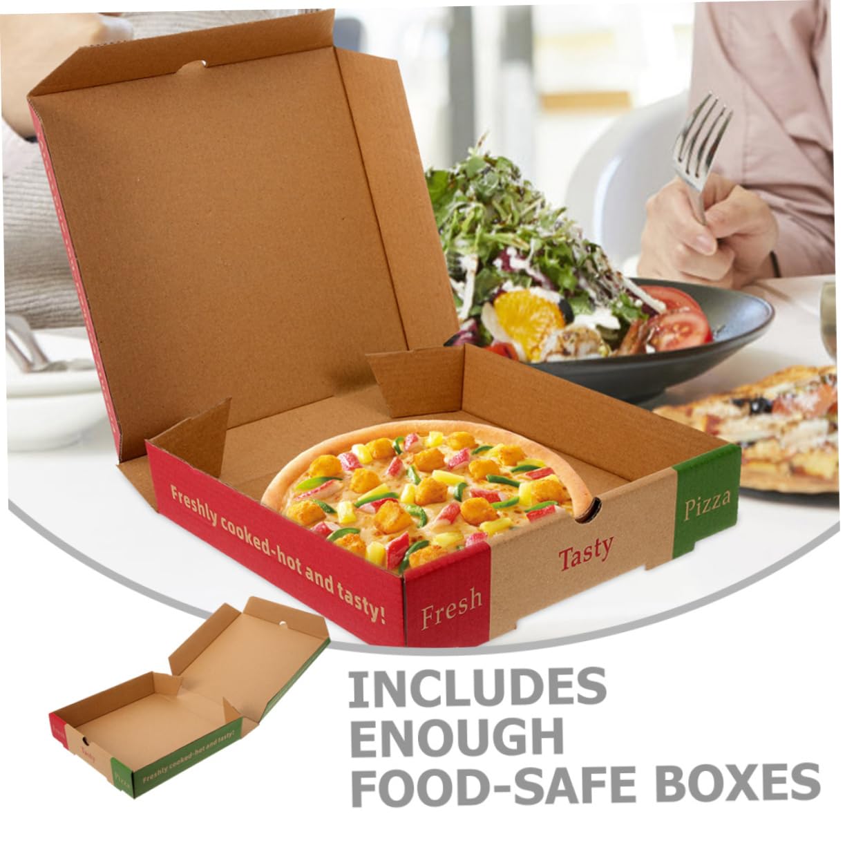 MOLUCKFU 10pcs Pizza Box Paper Storage Containers for Takeout Pizza Wrapping Boxes