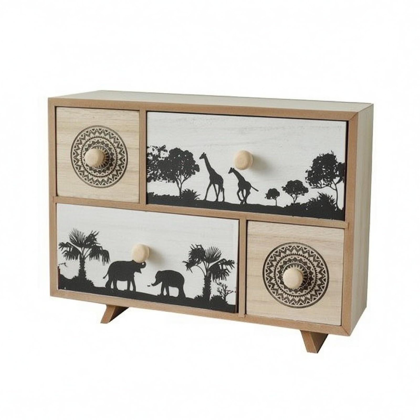 Gralara Cassettiera a 4 Cassetti Compatta Mobile Compatto da Scrivania Manopole Tonde Mobile in Legno per Ufficio, H6601-C
