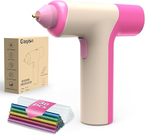Pistola de pegamento caliente inalámbrica, dispensación automática de 15 segundos, pistola de pegamento rápida para manualidades con 30 piezas de