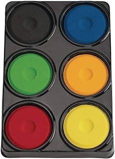 Colorations 6TCA 6 Color Tempera Paint Cakes in Tray, Black,Blue,Green,Orange, 1 Count (Pack of 1)