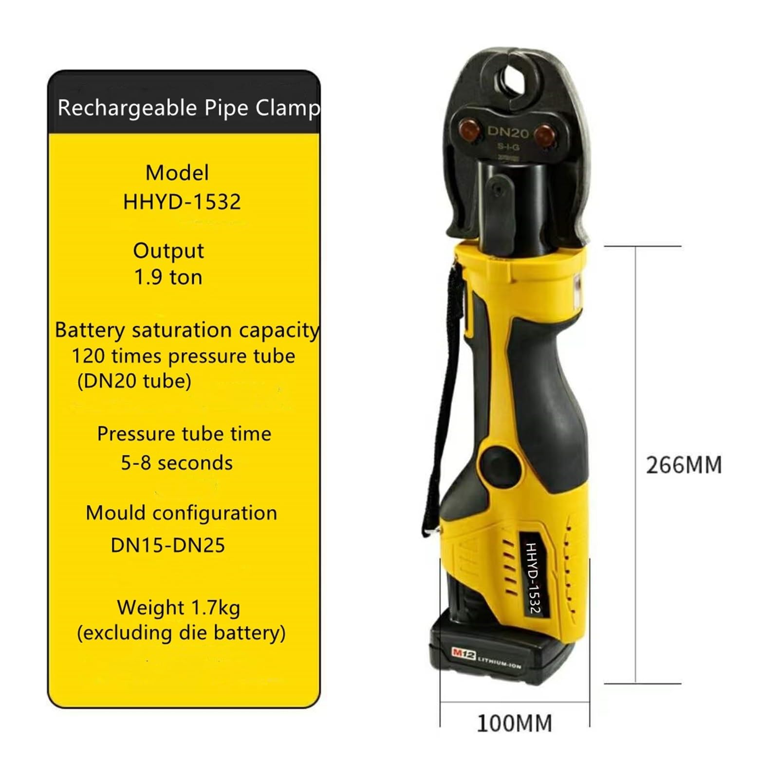 Maquina Multicapa Abrazadera hidráulica de carga portátil, Mini alicates eléctricos prensado, herramienta Cable alimentación cobre y aluminio, reinicio automático(Universal Mold)