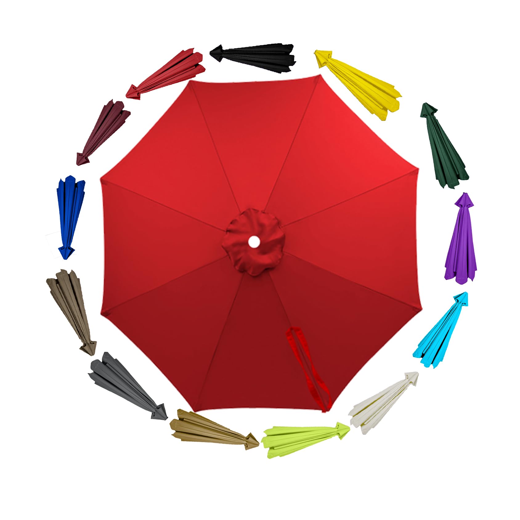 Replacement Parasol Canopy 6/8 arms 2.3m, for Outdoor Parasol, Large Garden Umbrella, UV Resistant(6arm-Red)