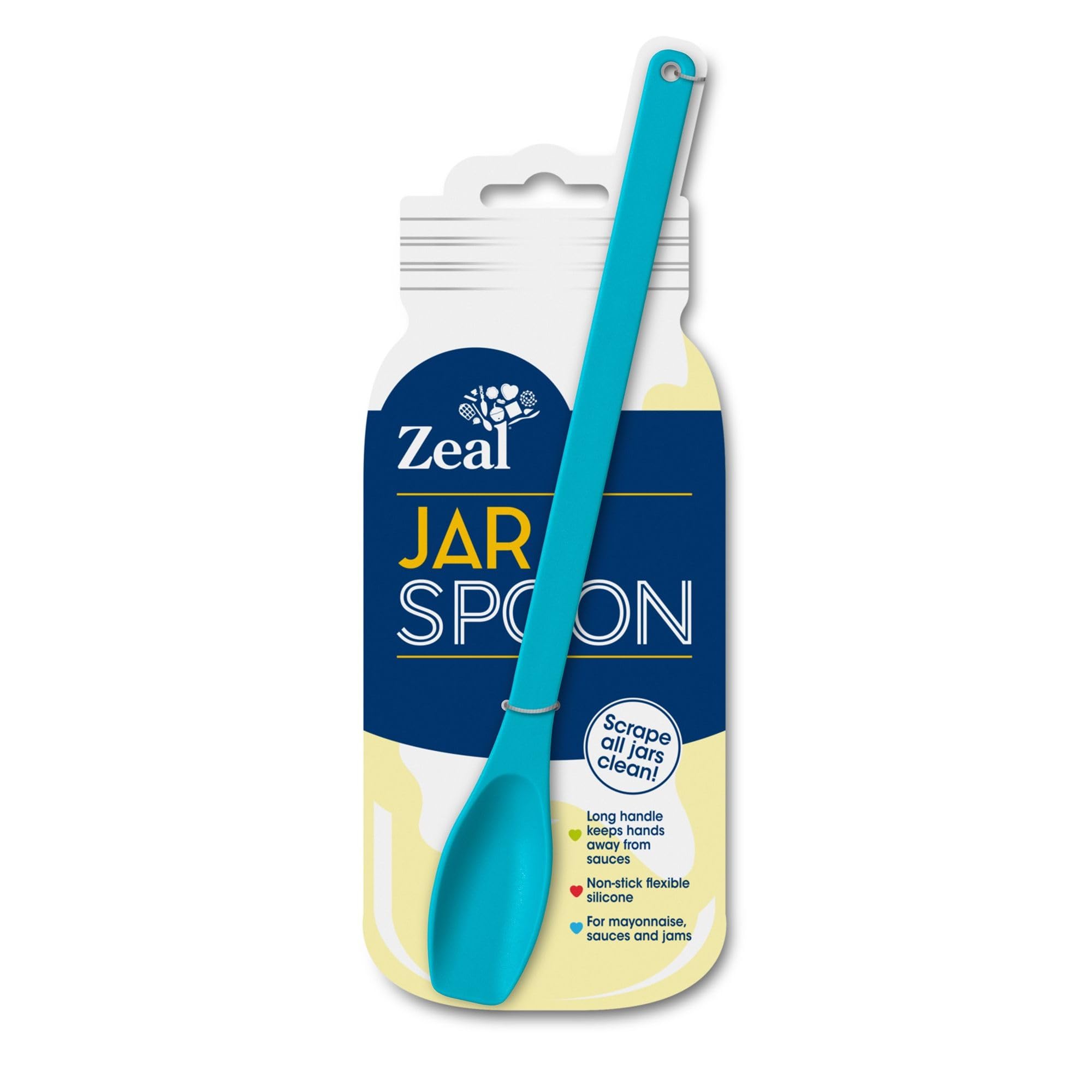 Zeal Silicone Jar Spoon, Long Handle Jar Scraper for Mayonnaise, Jam & Sauces, Flexible BPA Free Silicone Scraper Spoon, 24cm