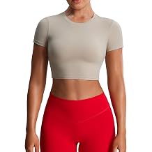 Aoxjox Short Sleeve Crop Tops for Women Classic Longline Baby Tee Workout T Shirt Top