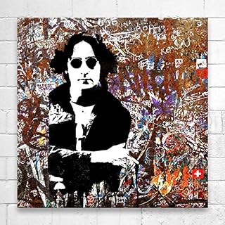 Paul Sinus Art Collage John Lennon Bronze Impression d’art Impression 3D sur toile 100 x 100 cm 4 cm - Les Beatles, Paul McCartney, John Lennon, RIngo Starr, George Harrison