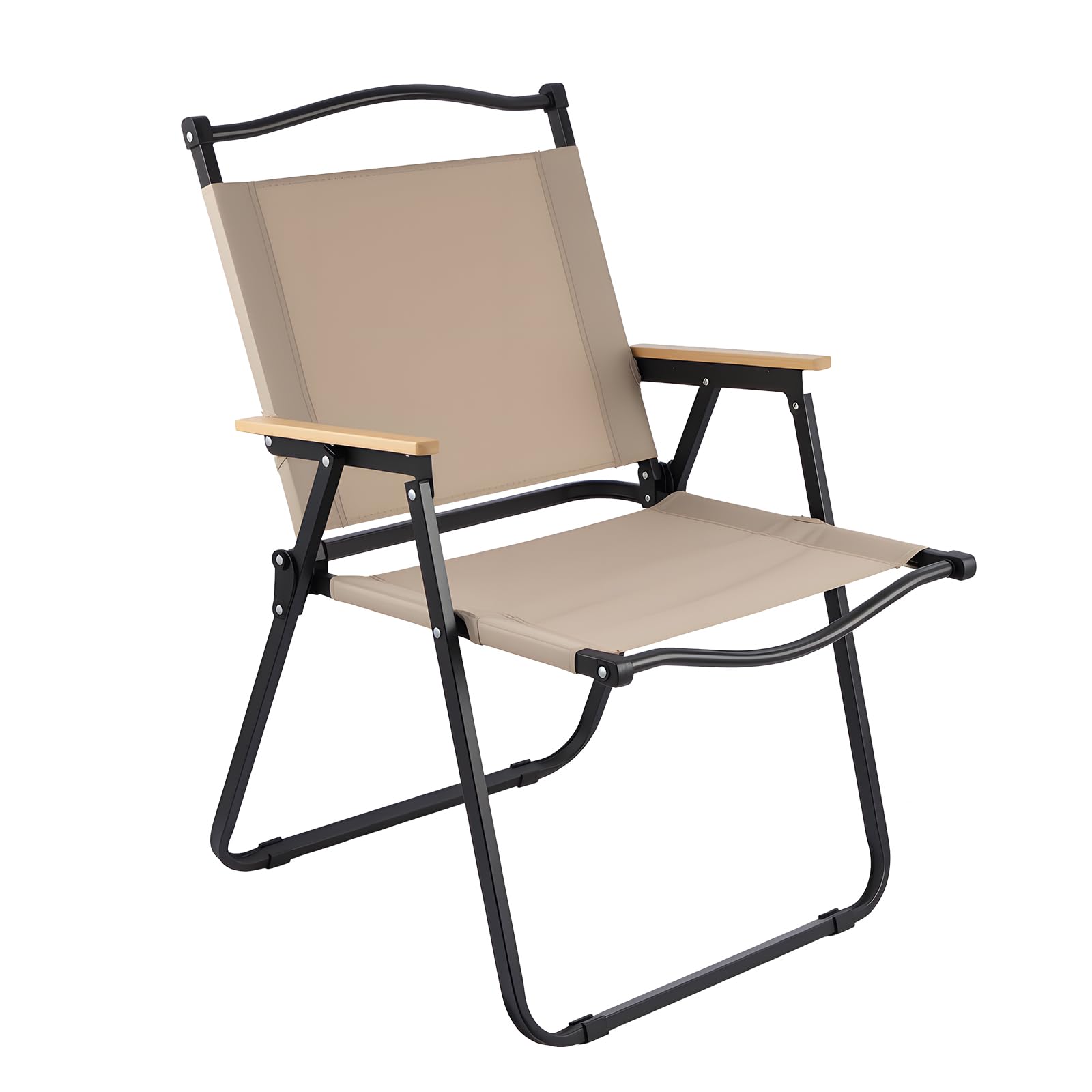 GREENSAPPIRE Camping Chair Lightweight Folding Camping Chairs with Carry Bag, Portable Outdoor Chair with Steel Frame, Breathable Fabric, High Back Support for Camping, Fishing, Picnic (Khaki)