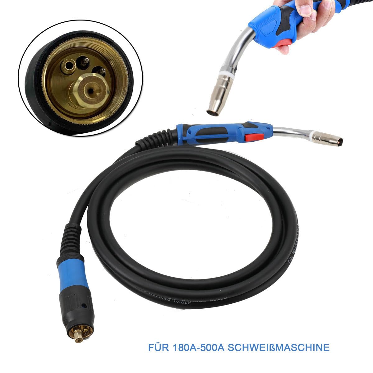 Lfhelper Schlauchpaket MB25 Schweißbrenner MB25 4m Schlauchpaket MIG/MAG Brenner Schutzgas Mig Mag Schweißgerät 4 m Schweißbrenner Mit