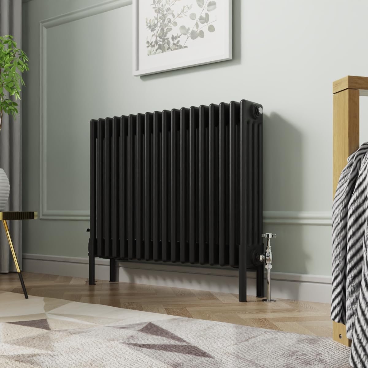Nrg Black 600X830mm Traditional Cast Iron Radiator 4 Column