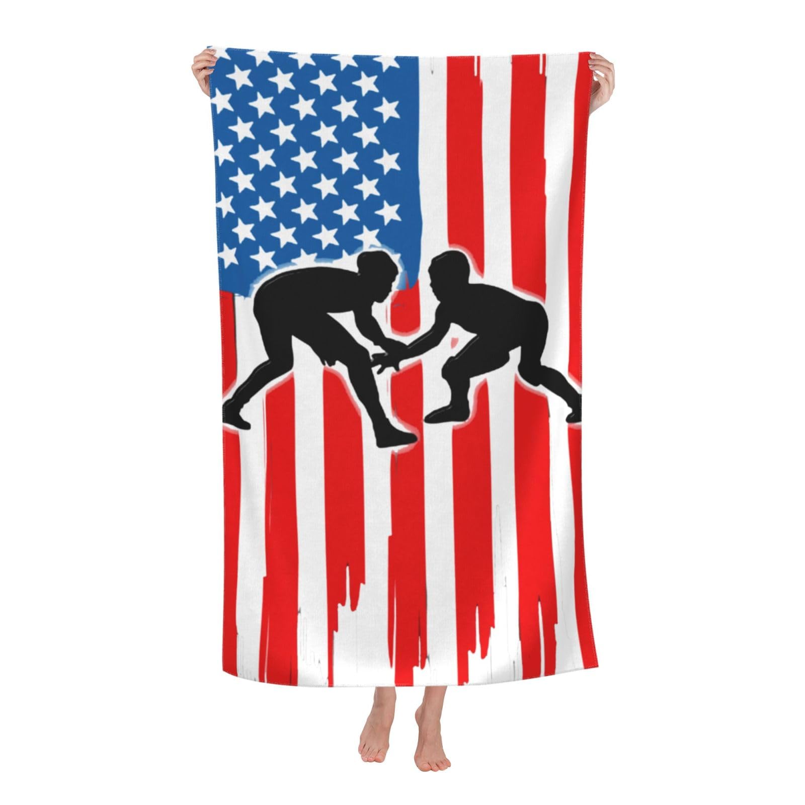 LSRCPD Beach Towel Wrestling U.S. Flag Microfiber Beach Towels Blanket Oversized Tropical Big Extra Large XL Pool Towels Quick Dry Sandproof for Women Girls Kids