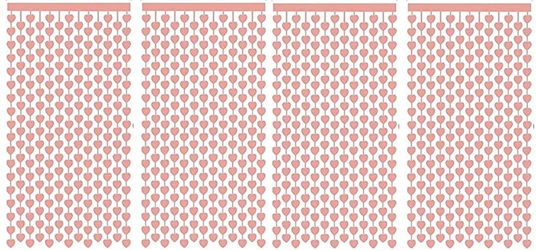 FRNDZMART Rose Gold Party Curtains, Pack of 4, Romantic Heart Hangings, for Girlfriend, Wife | 6 x 3 ft Long, Foil Fringe Curtains