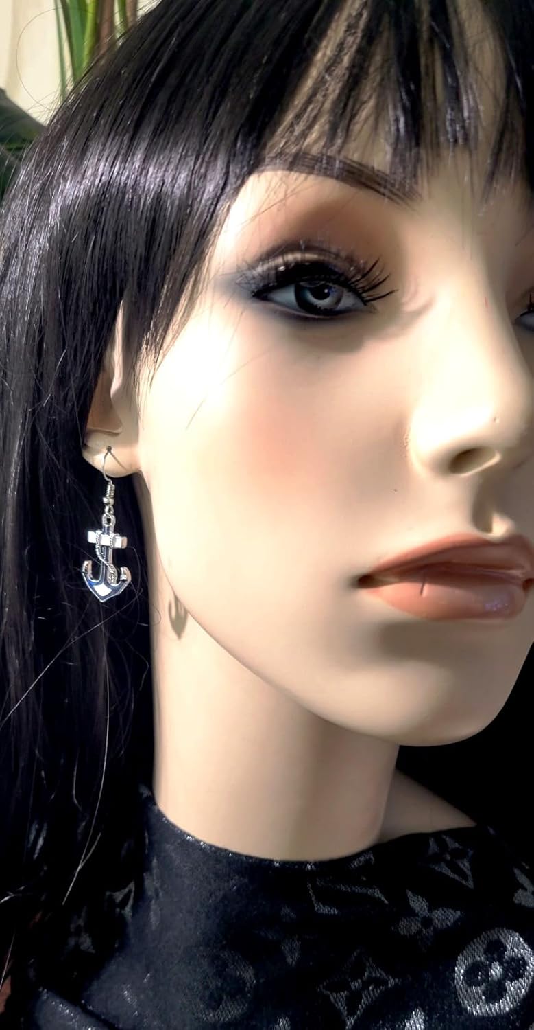 DianaL Boutique Beautiful Silvertone Nautical Anchor Earrings Enameled Gift Boxed Fashion Jewelry - Image 5