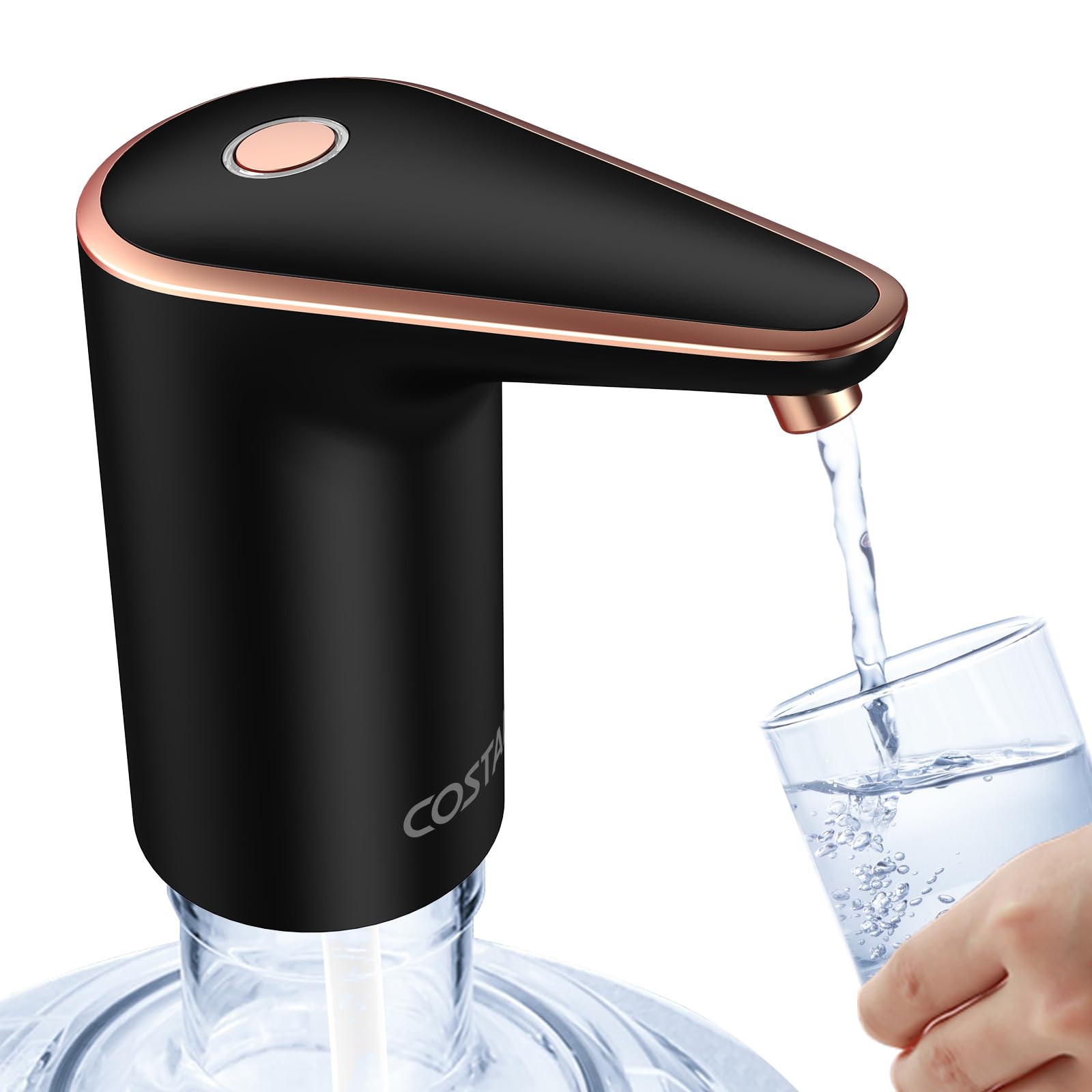 Costar Automatic Water Dispenser Pump - USB Rechargeable Electric Mini Water Pump for 20 Litre Bottle Can, Portable Drinking Water Pump for Home, Office, Camping, and Parties (Golden Black) (B0D4DT3Y6Q) Amazon Price History, Amazon Price Tracker