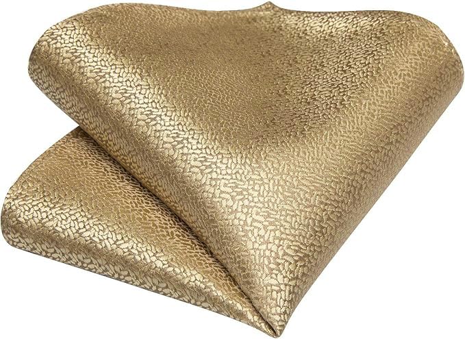 Image of DiBanGu Mens Solid Color Tie and Pocket Square Set Woven Silk Plain Necktie & Handkerchief for Men Wedding Party Formal
