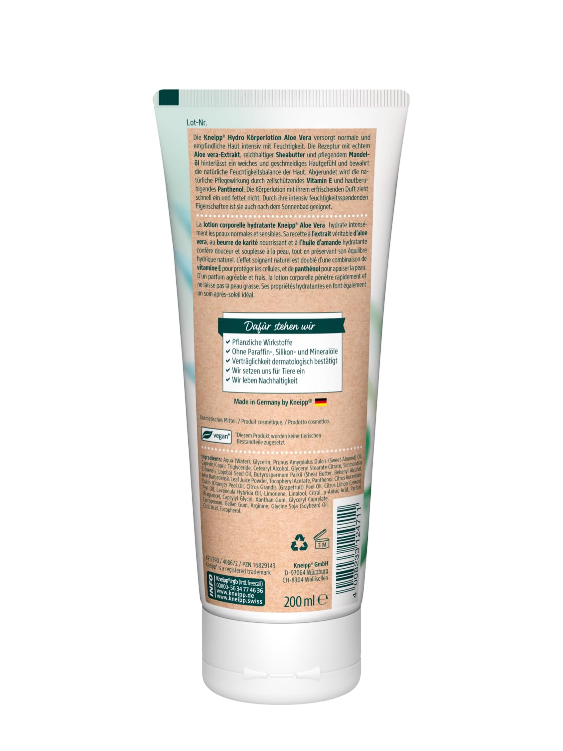 Kneipp Hydro Krperlotion Aloe Vera, intensive Feuchtigkeit & beruhigende  Pflege, 200ml : Amazon.de: Kosmetik
