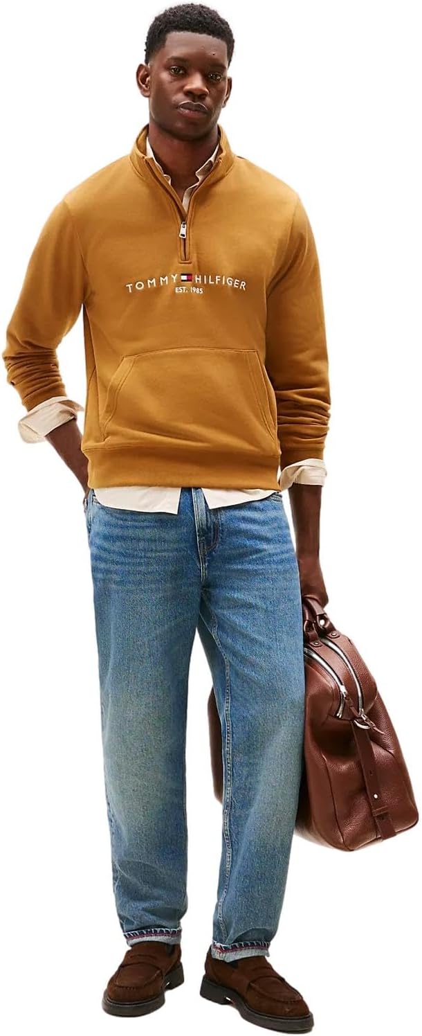 Tommy Hilfiger mens Adaptive Quarter Zip Sweatshirt With Extended Zipper Pull - Image 3