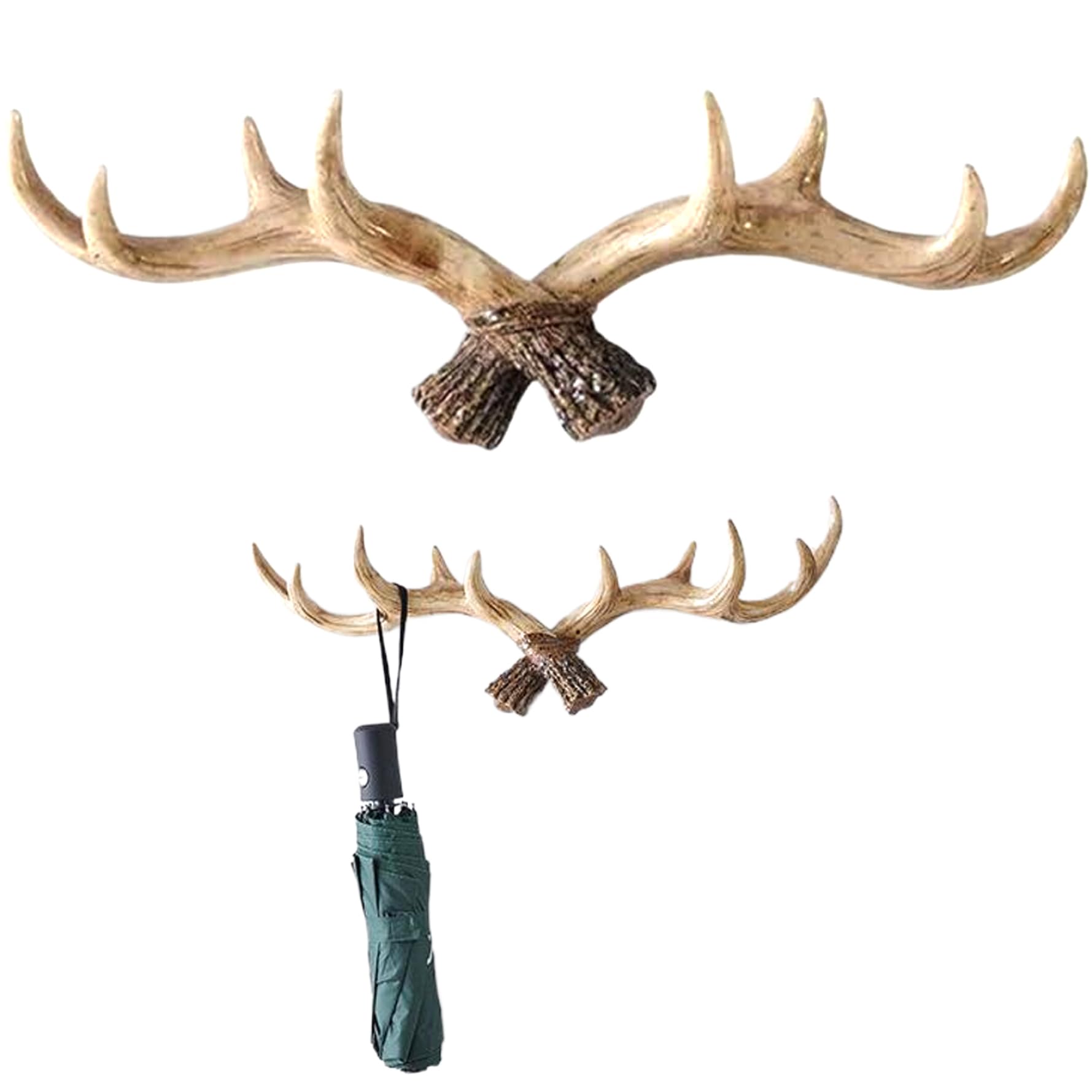 Nukinp Antler Coat Rack, 11x4x2 Inch Vintage Simulation Antler Decor, Wall-Mounted Hooks, Resin Deer Hook, for Jewellery Display Bathroom Towels Supplies
