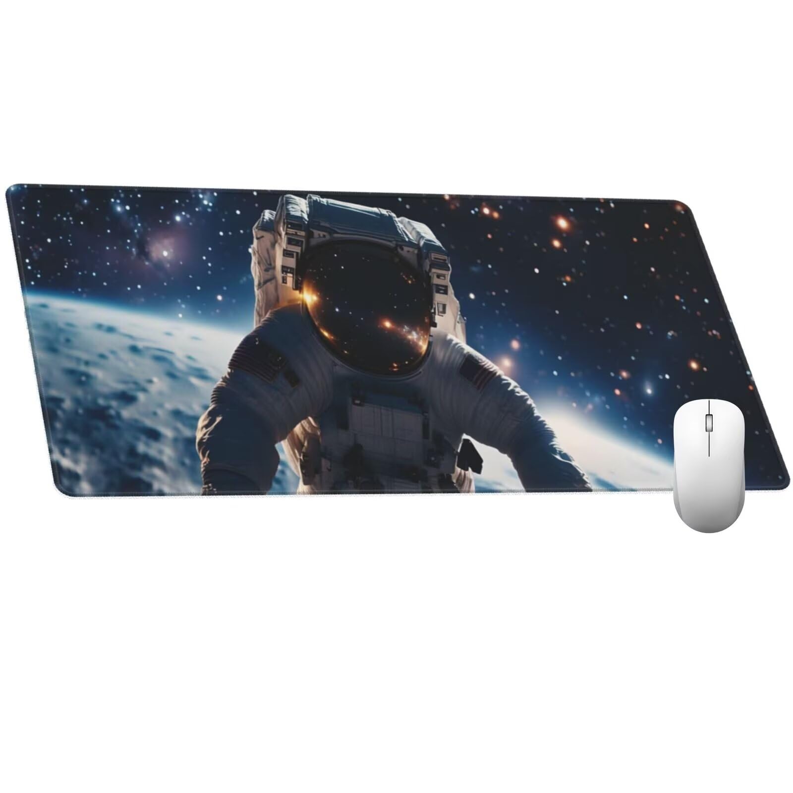 Podkładka pod mysz astronauta XXL 150 x 80 x 0,3 cm, duża podkładka pod mysz z przeszytymi krawędziami, wodoodporna podkładka pod mysz, podkładka pod mysz, podkładka pod mysz, akcesoria komputerowe