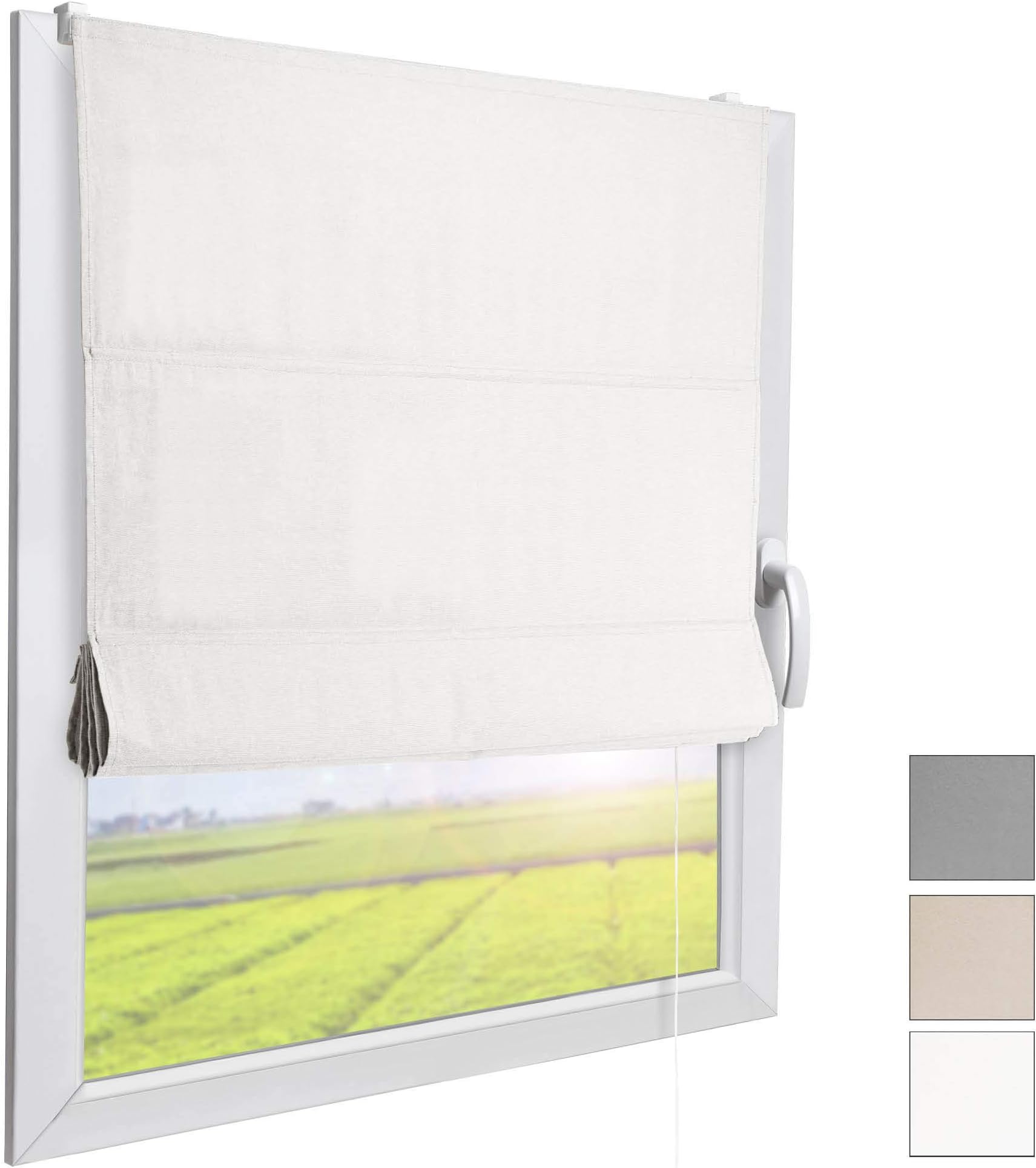 Sol Royal Roman Shade RA3 90x180 cm Fabric Blind No Drilling For Windows White Window Treatment Easy Fit Roman Blind Daylight Blind