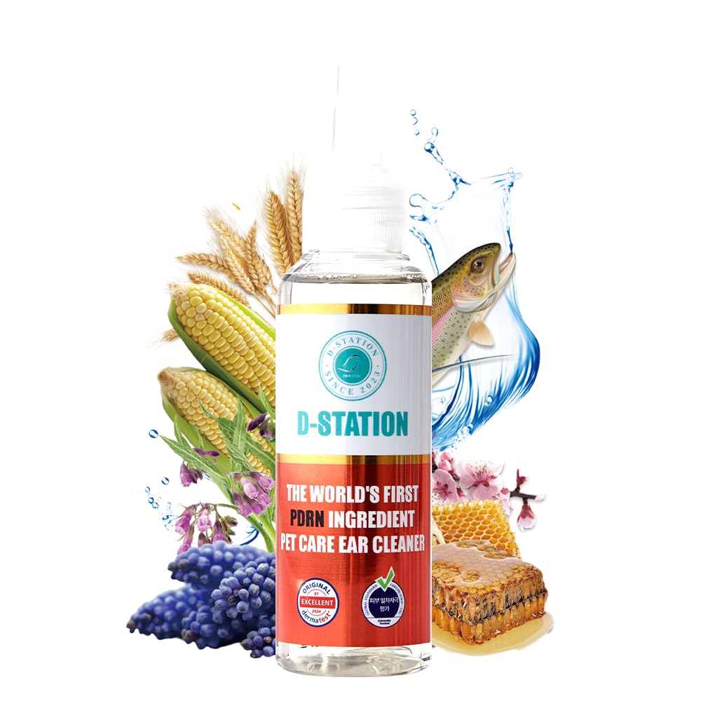 D-STATION PDRN Pet Care Ear Cleaner – Otic Formula for Dogs & Cats of All Ages, Soothes Itchy Ears, Calms Ear Irritation & Keeps Ears Clean, Supports Healthy Ear Skin (4oz)