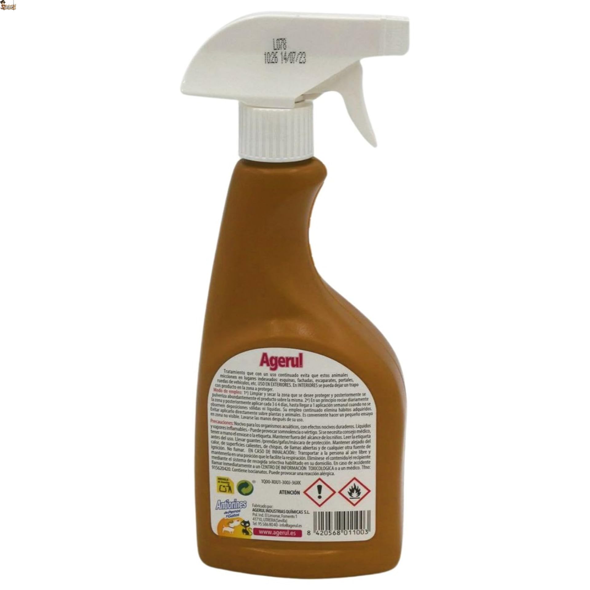 BricoLoco.com Odstraszacz odstraszający odstraszacz dla psów i kotów 500 ml zapobiegający oddawaniu moczu lub pipi w niepożądanych miejscach. Edukator odstraszający oddawanie moczu dla zwierząt