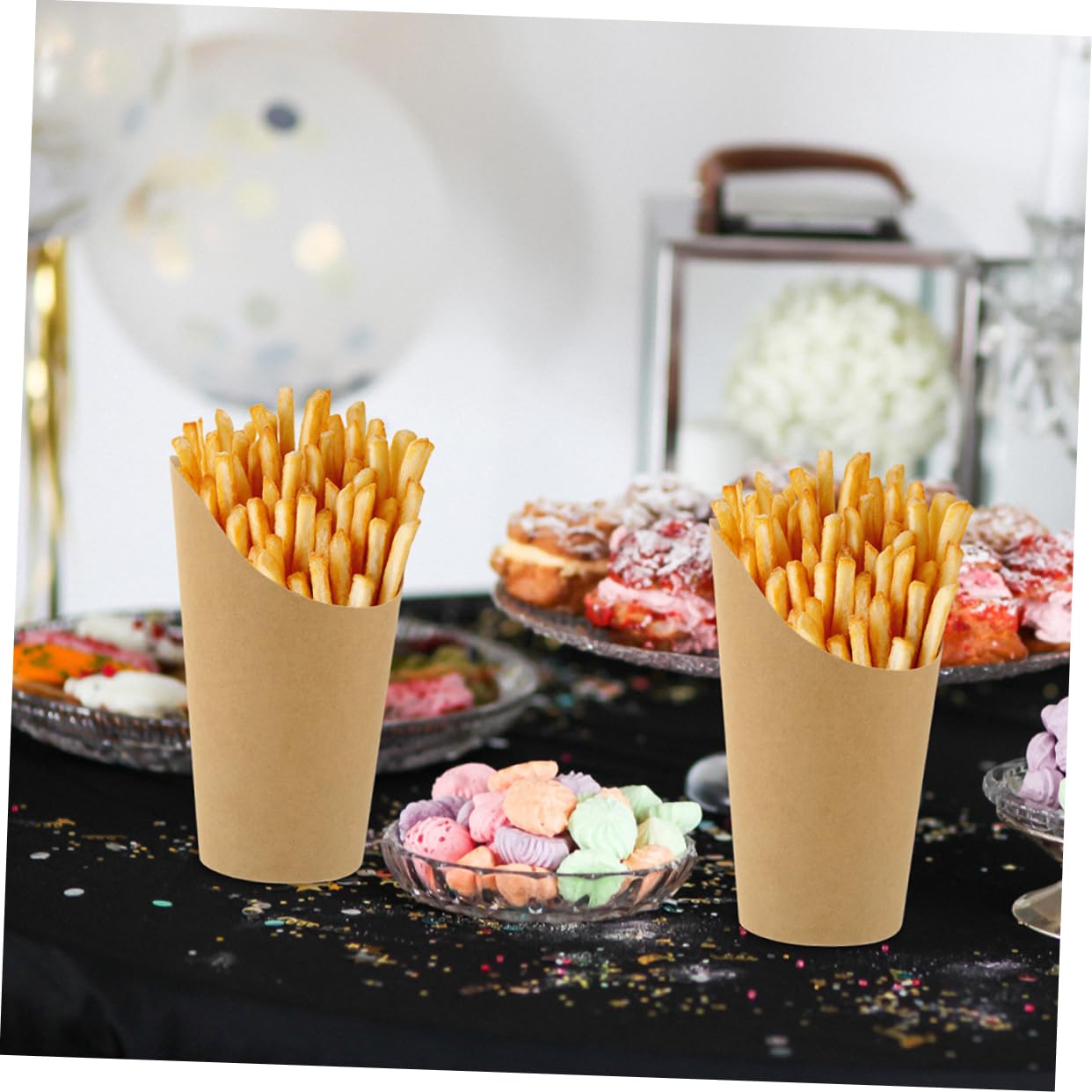 Unomor 12 Paper Cups Snack Cups with Picking Sticks French Fries Holders for Parties