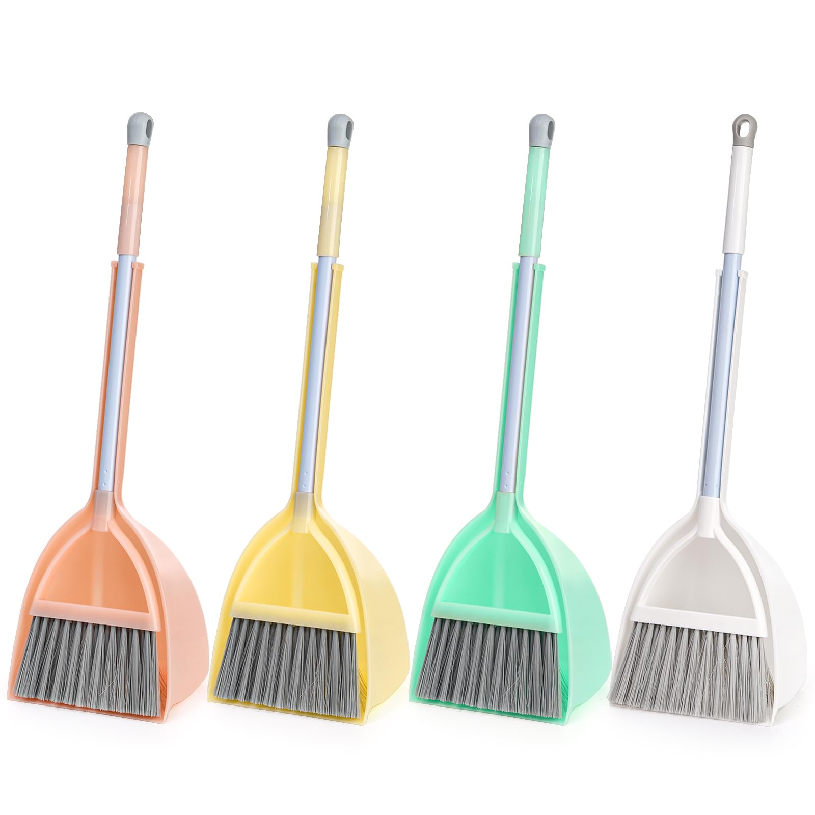 Nicunom Set of 4 Mini Broom with Dustpan for Kids, Children Broom and Dustpan Set Toddler Cleaning Set Boys Girls Little Housekeeping Helper Set for Kitchen Bathroom Pet