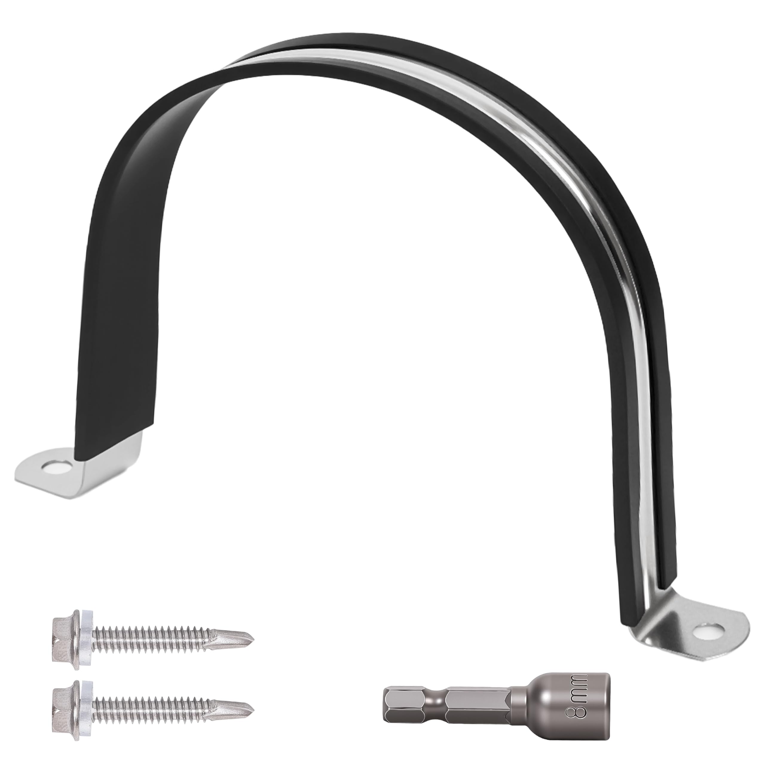 Pipe Clamp NPS 4 Inches (Φ114MM)- 304 Stainless Steel & Rubber Lining Pipe Strap Clamp 10 Pack