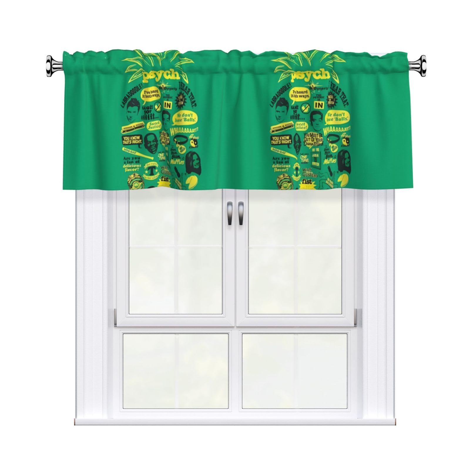 YYHHAOFA Psych pineapple quote Prints Durable Kitchen Window Layer – 54x18 Inch 100% Polyester Valance with Precision Construction