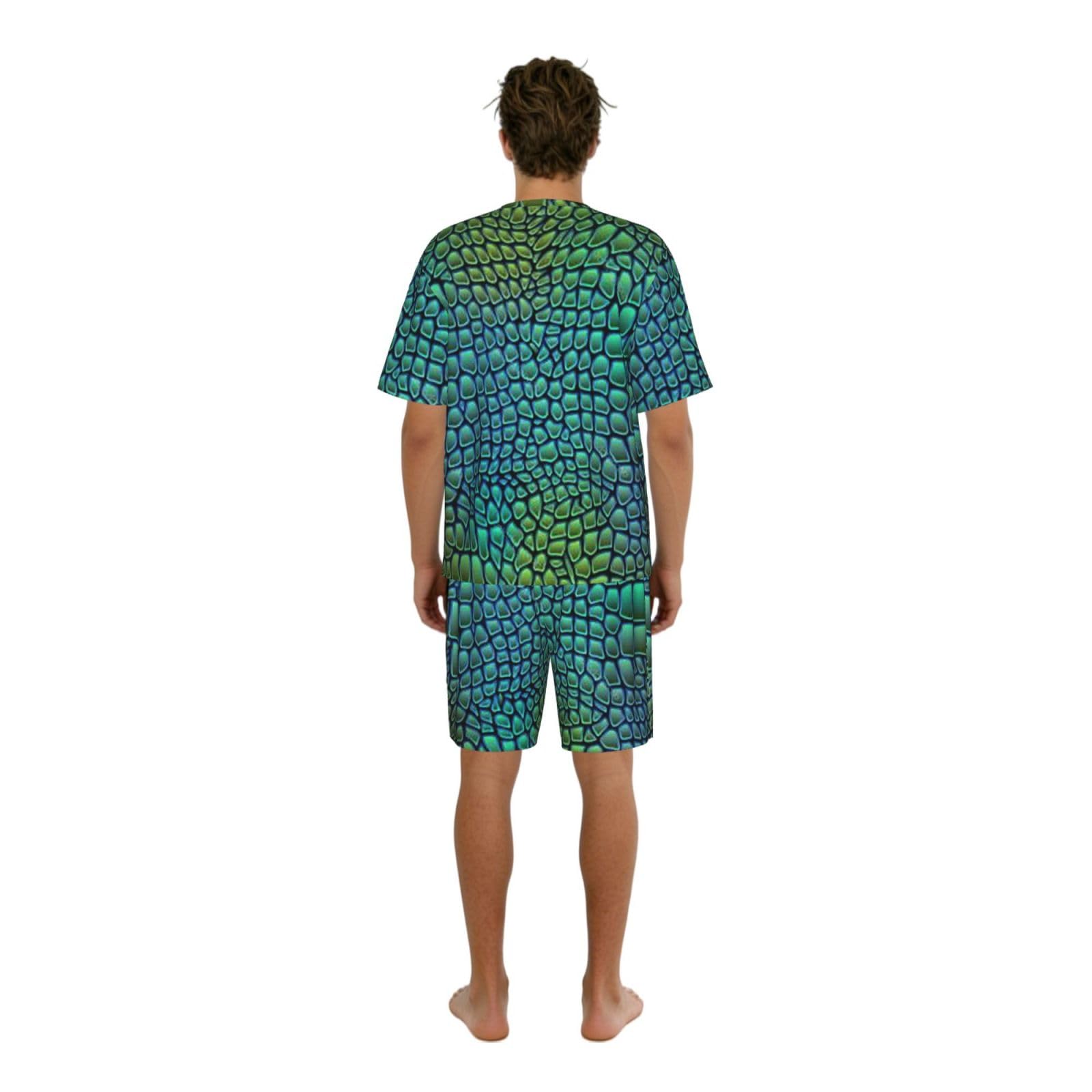 Alligator Skin Print Uomo Manica Corta Pigiama Set Pigiameria Leggero Traspirante Morbido Homewear 2 Pezzi