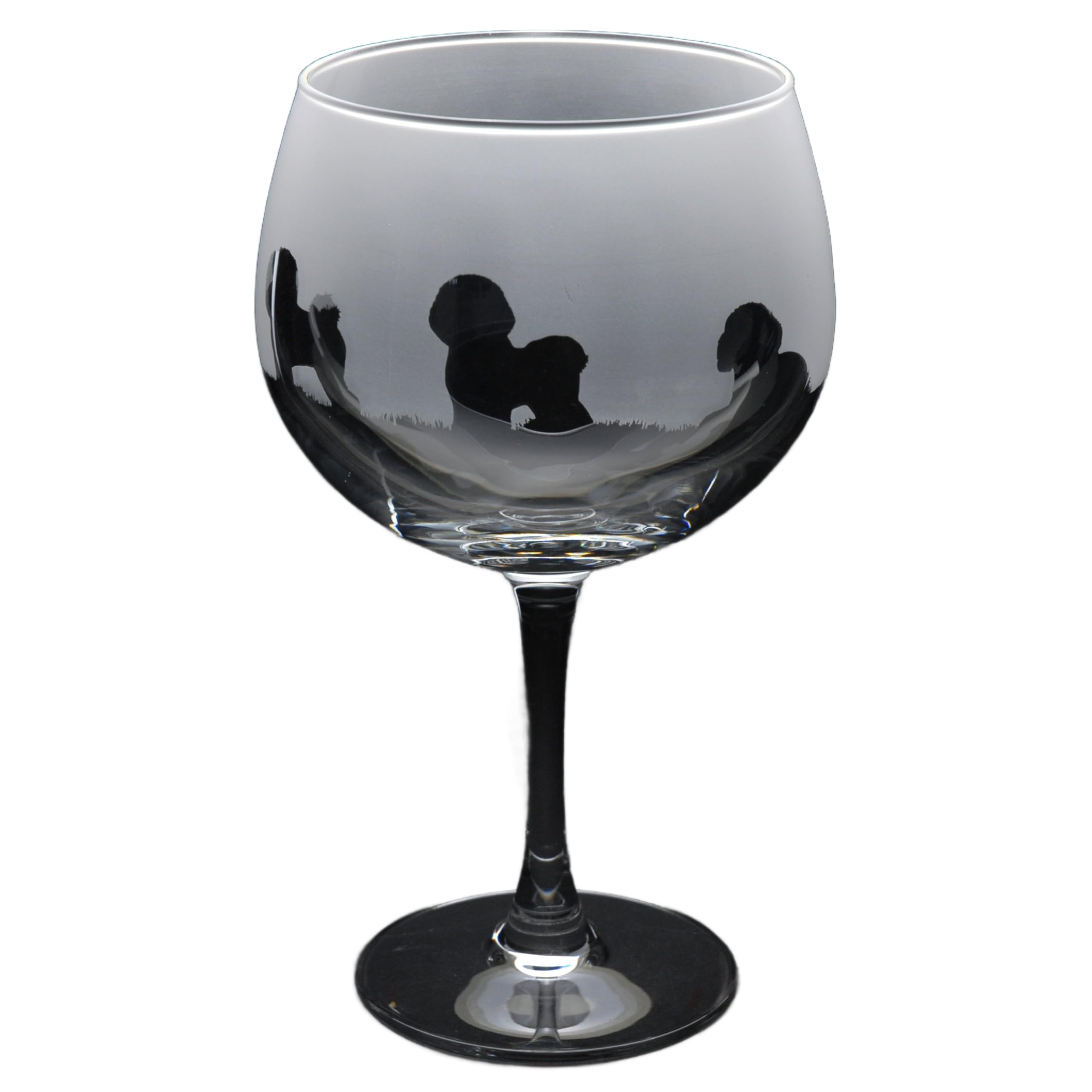 GLYPTIC Glass Art Bichon Frise Dog Frieze Hand Etched/Engraved Gin Cocktail Glass โ image 1